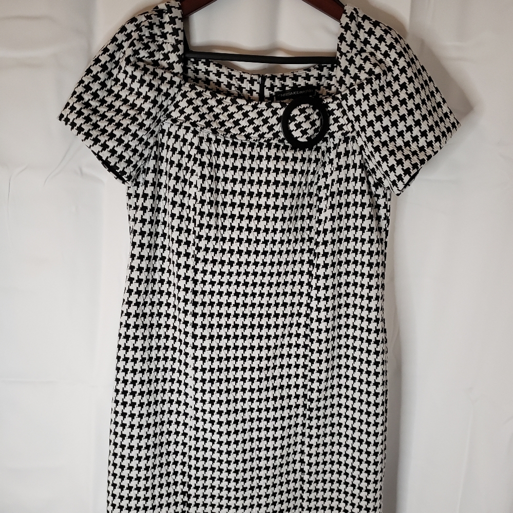 Chris McLaughlin Houndstooth Short Sleeve Womens Dress Size 8P Above Knee Length